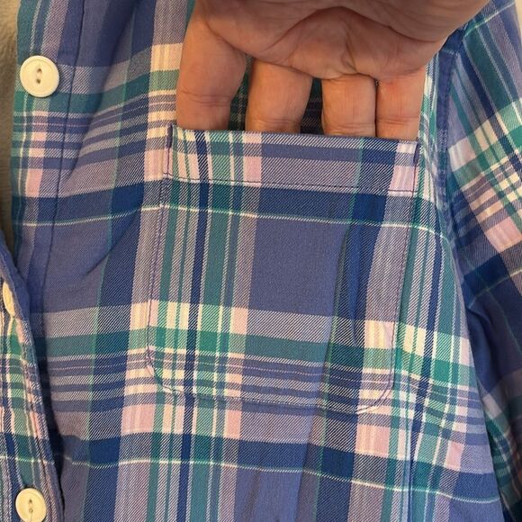 L.L. Bean Women Fleece-Lined Flannel Shirt, Snap-Front Plaid size large red EUC - Picture 6 of 11